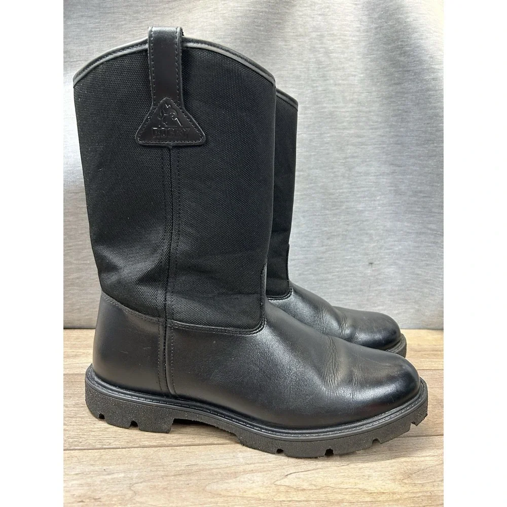 Rocky Warden Black Leather and Cordura Duty Boots Size 12MW Men's